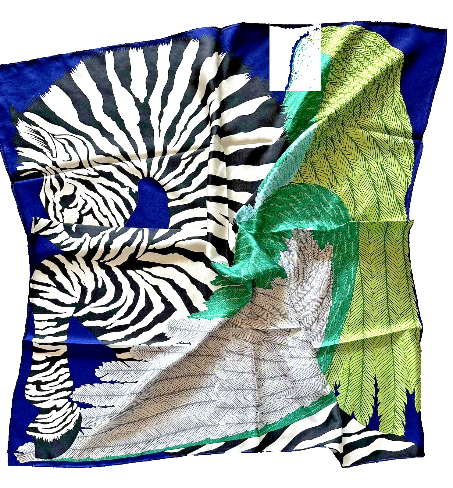 35″x35″Blue Flying Zebra Print Pure Mulberry Twill Silk14momme Scarf88x88cm5-77