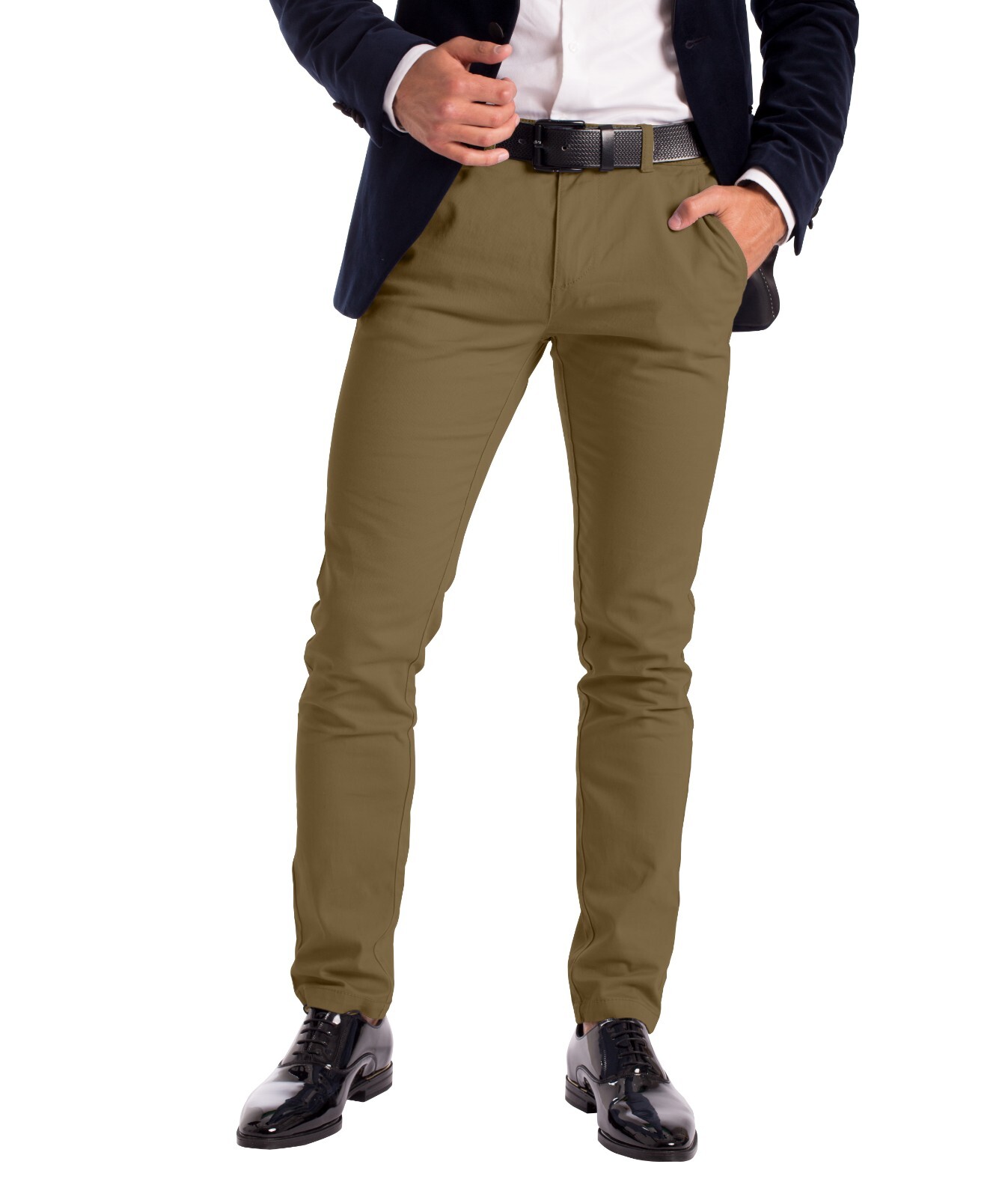 Stretch Chino Slim Fit Mens Relaxed Casual Cotton Dress Skinny Pants Size 30-40