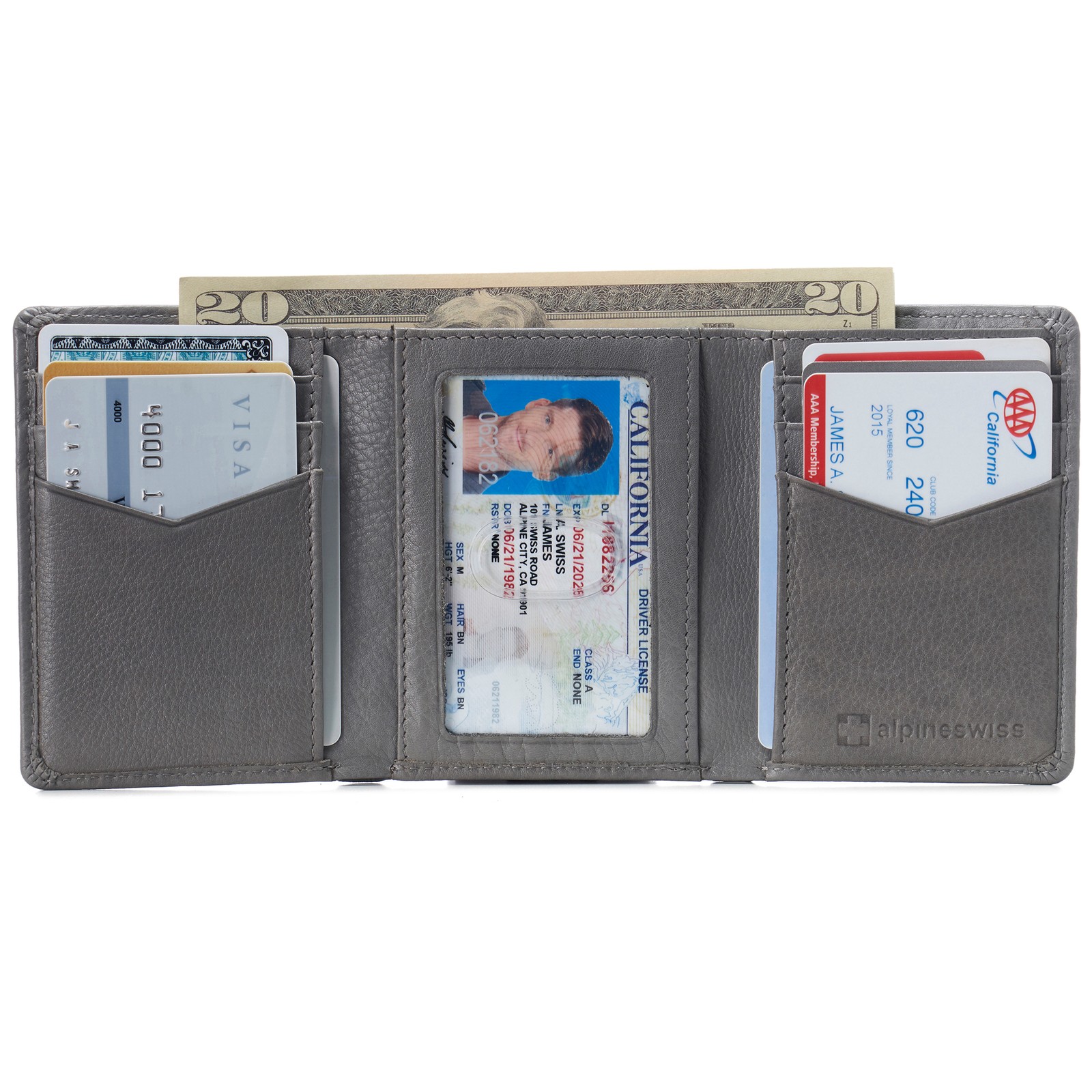 Alpine Swiss Men’s Leon RFID Trifold Pocket Wallet – Genuine Leather Wallet for