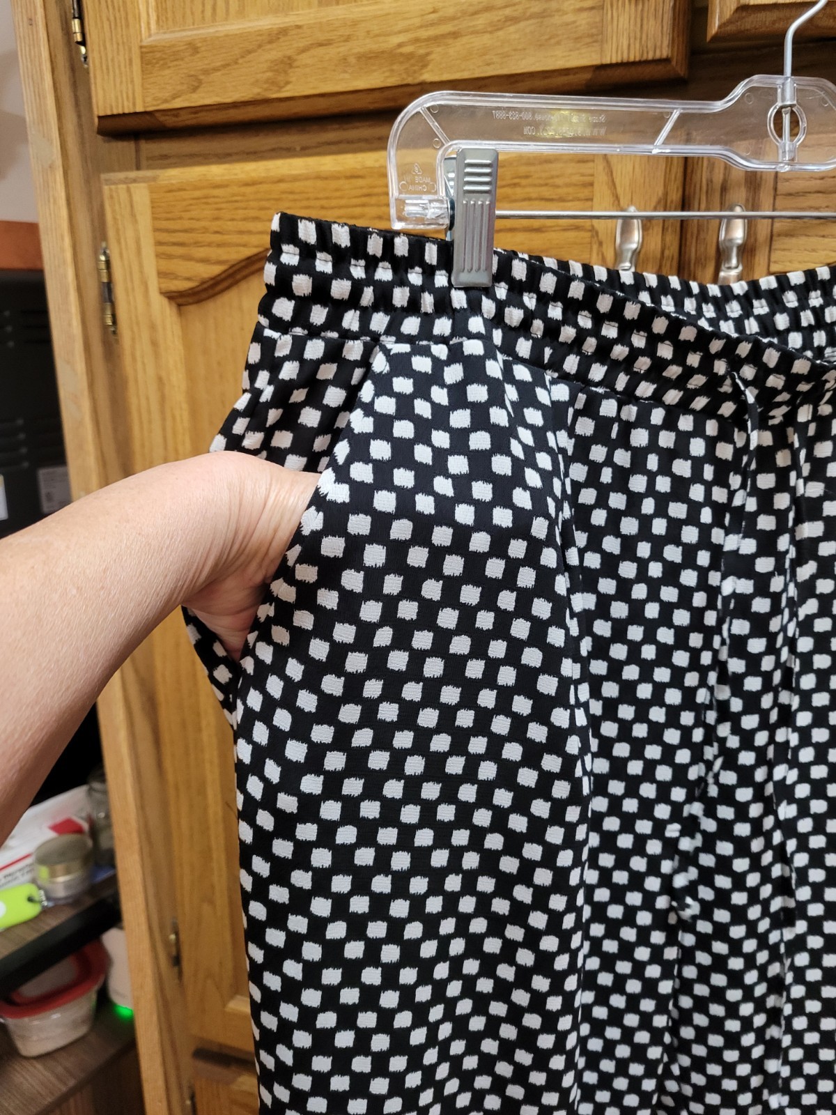 Black & White Checkered Lite Wght Strait Leg Beach Pants By Zac&Rachel sz Lrg