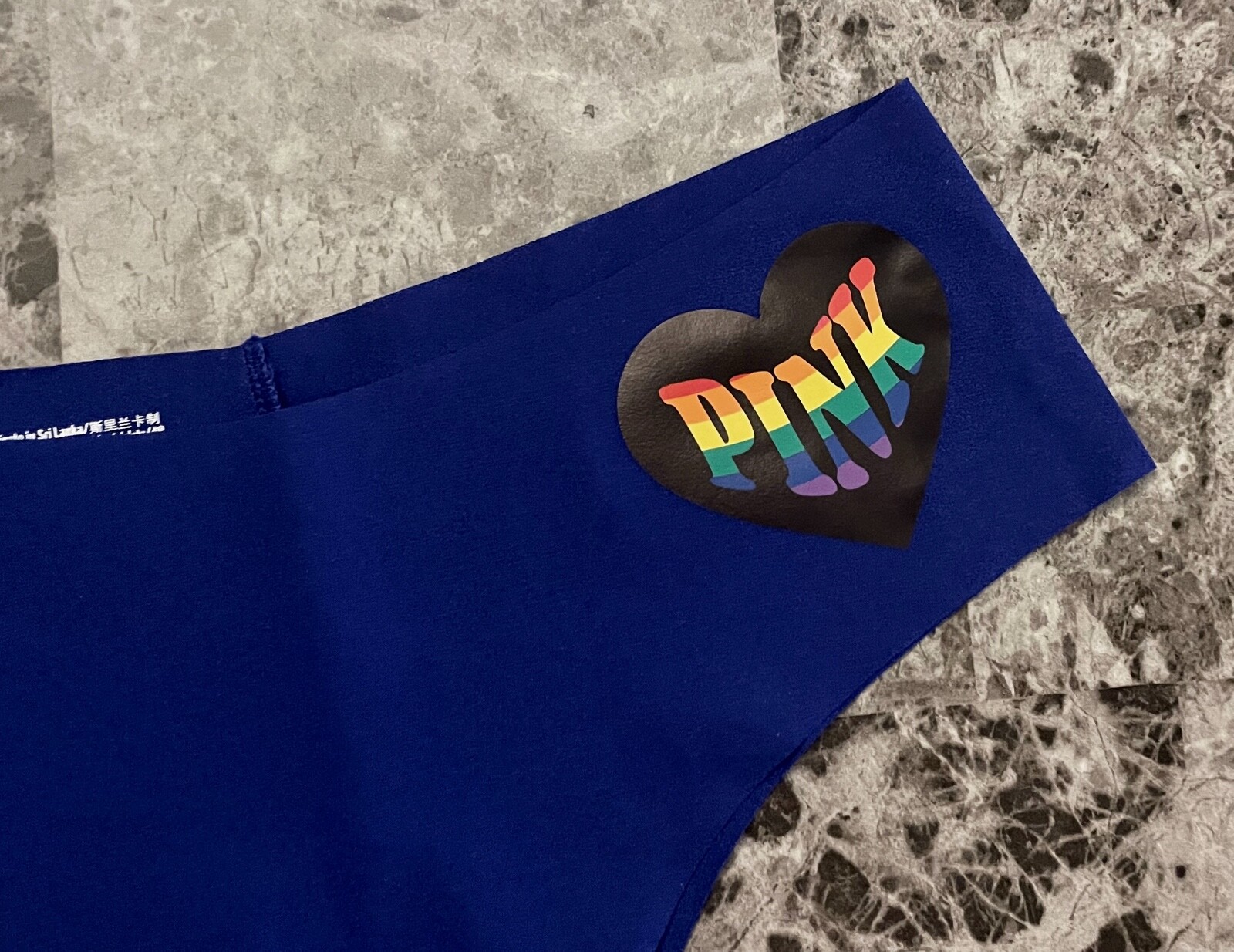 NWOT VICTORIA’S SECRET PINK BLUE RAINBOW PRIDE HEART NO SHOW CHEEKSTER PANTIES