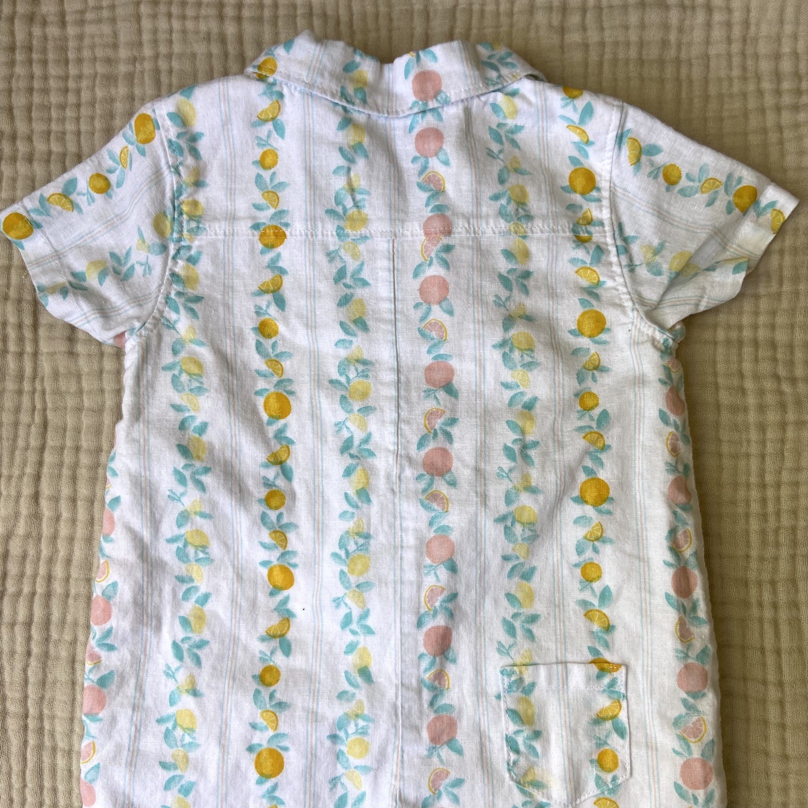Janie and Jack Bundle Linen Cotton Romper Button Shirt 6-12 Months Preppy Spring