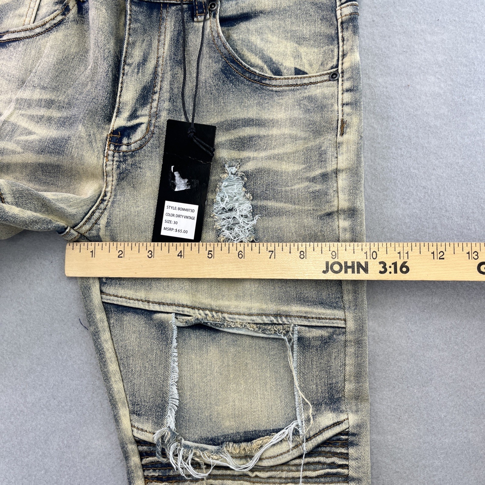 WAIMEA Denim Jeans Mens Size 30 Skinny Fit Distressed Moto NWT