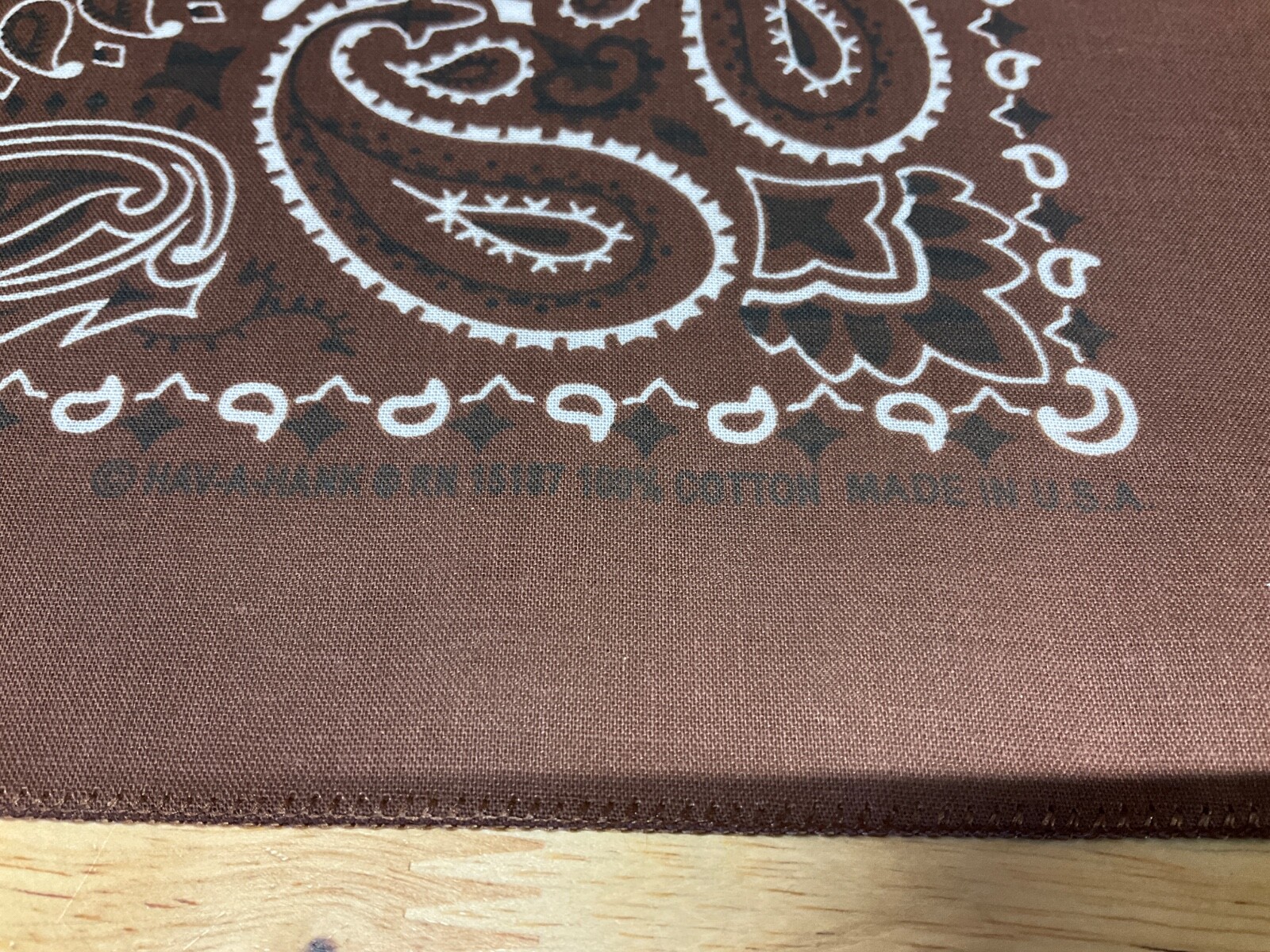 Cocoa Paisley Bandanna USA Made Approx 22×22 inch 100% Cotton Crafts and Fun