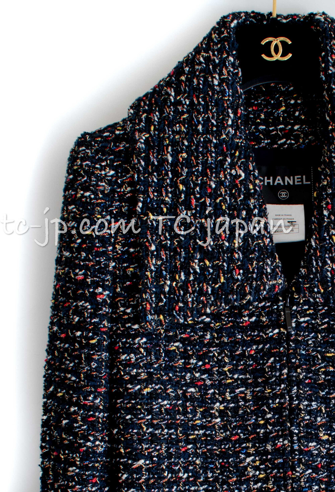 $4.8K CHANEL 15A Black Multicolor Cotton Zipper Fantasy Tweed Jacket 40 US8