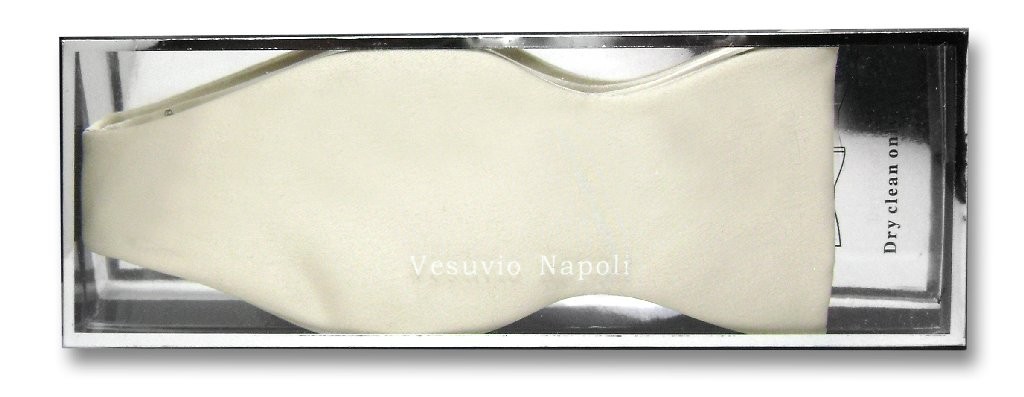 Vesuvio Napoli SELF TIE Bow Tie Solid CREAM Color Mens BowTie