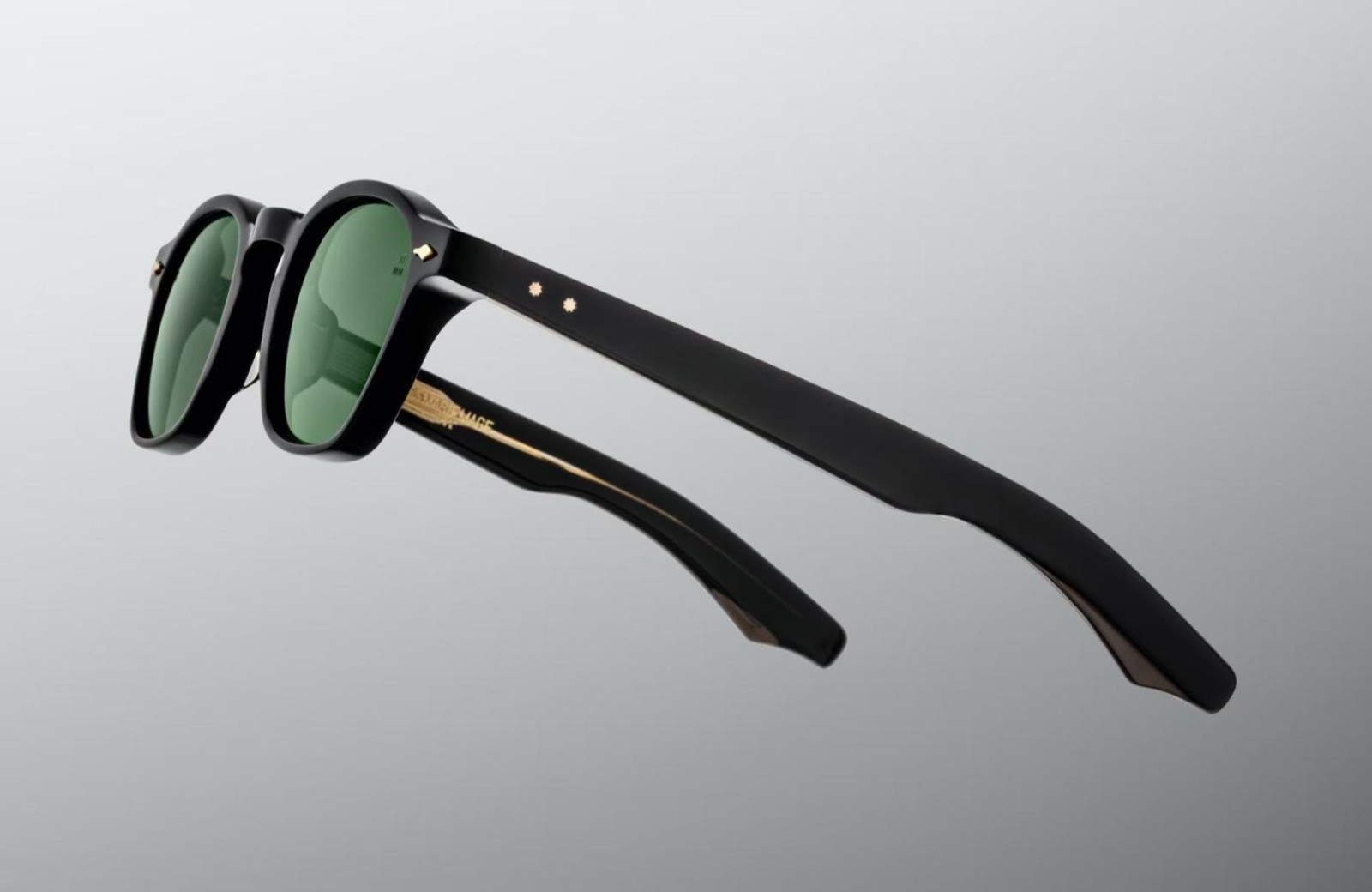 Unisex JMM Zephirin44 Sunglasses Black Frame Solid Dark Green Handmade Eyewear
