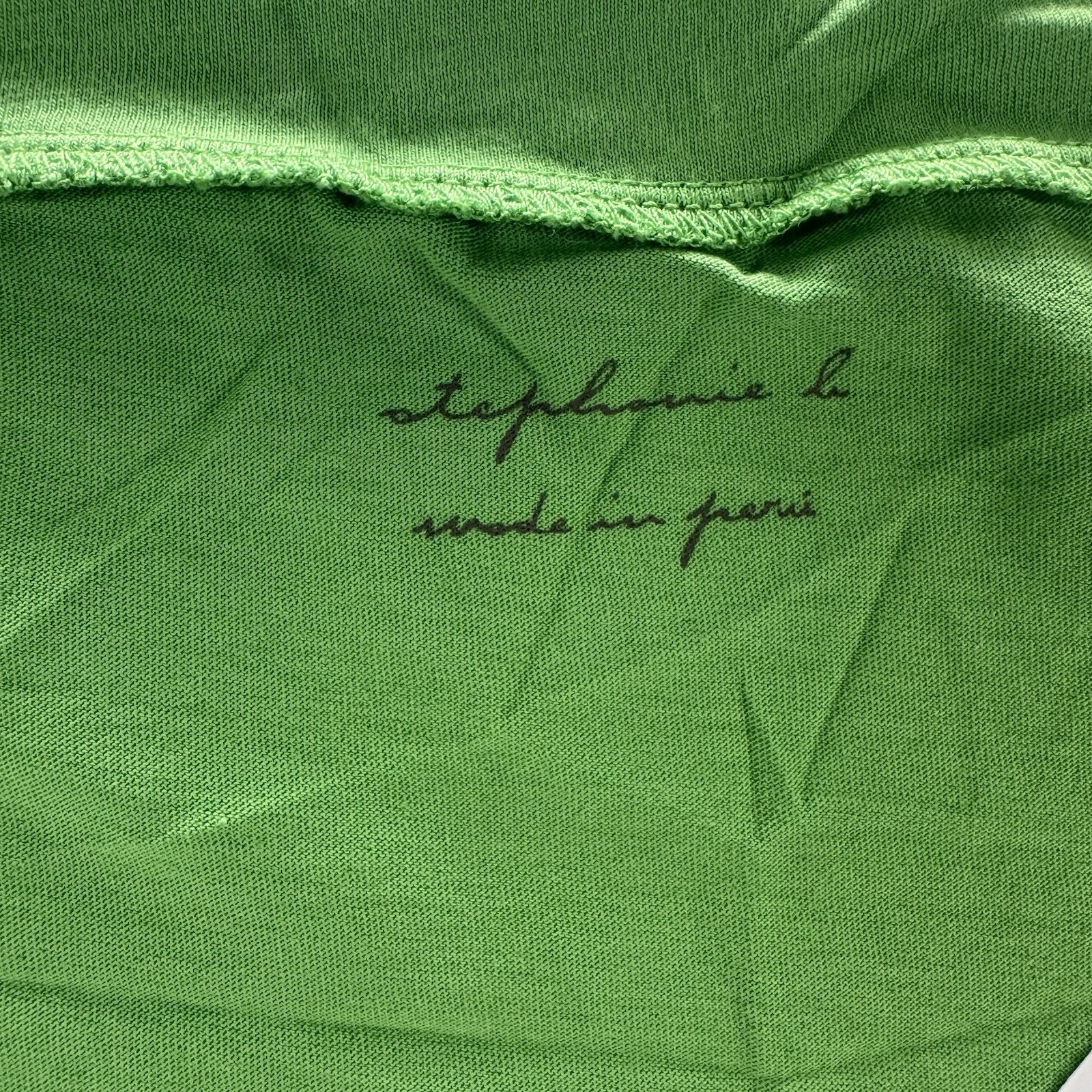Stephanie b Pima Cotton Lime Green v-neck Button Sleeve Soft Small New A158