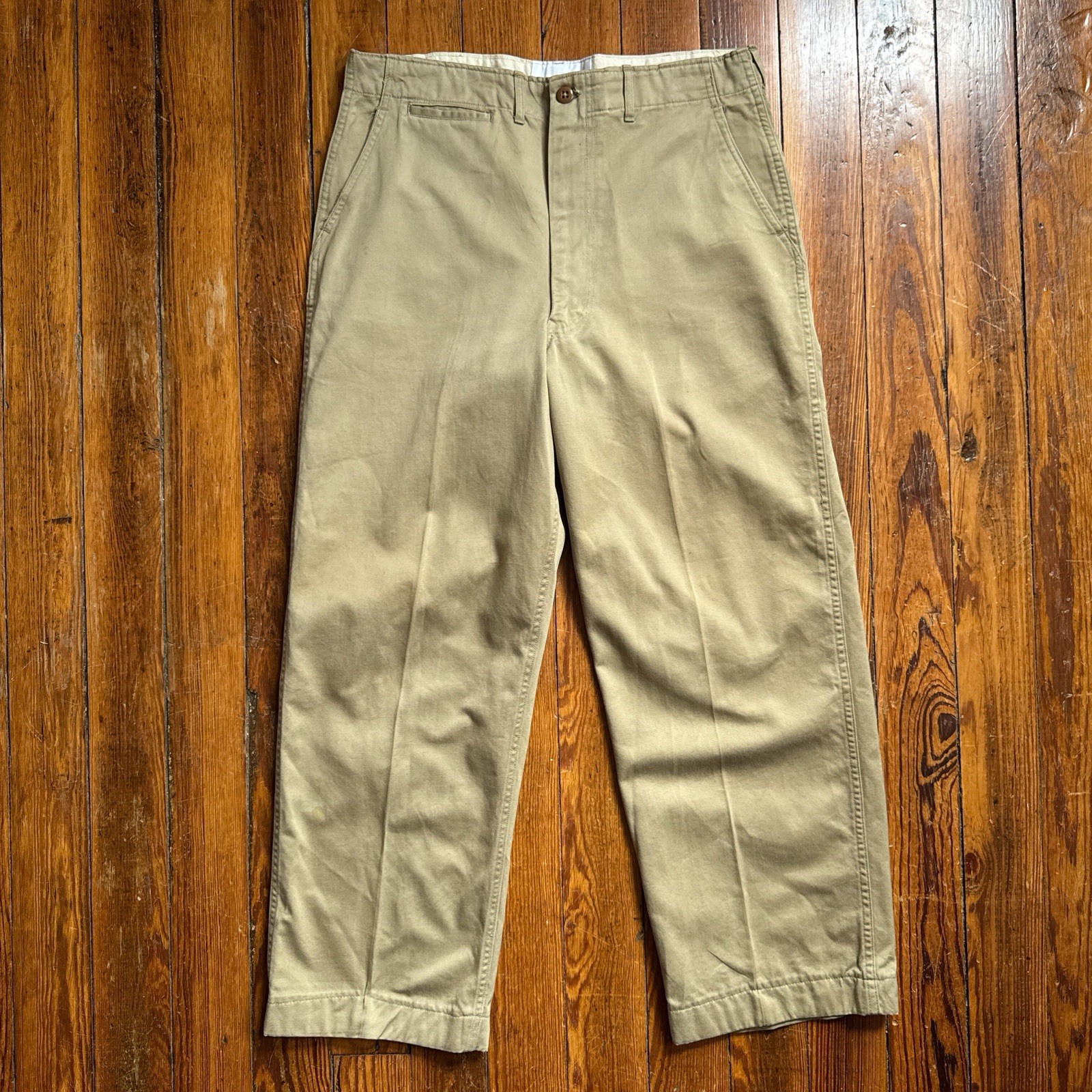 Vintage 50’s US Military Button Fly Khaki Pants Trousers Measured 35×28 Chinos
