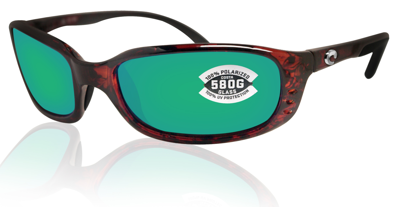 Costa Del Mar Brine Tortoise Green Mirror 580 Glass Polarized Lens BR10OGMGLP