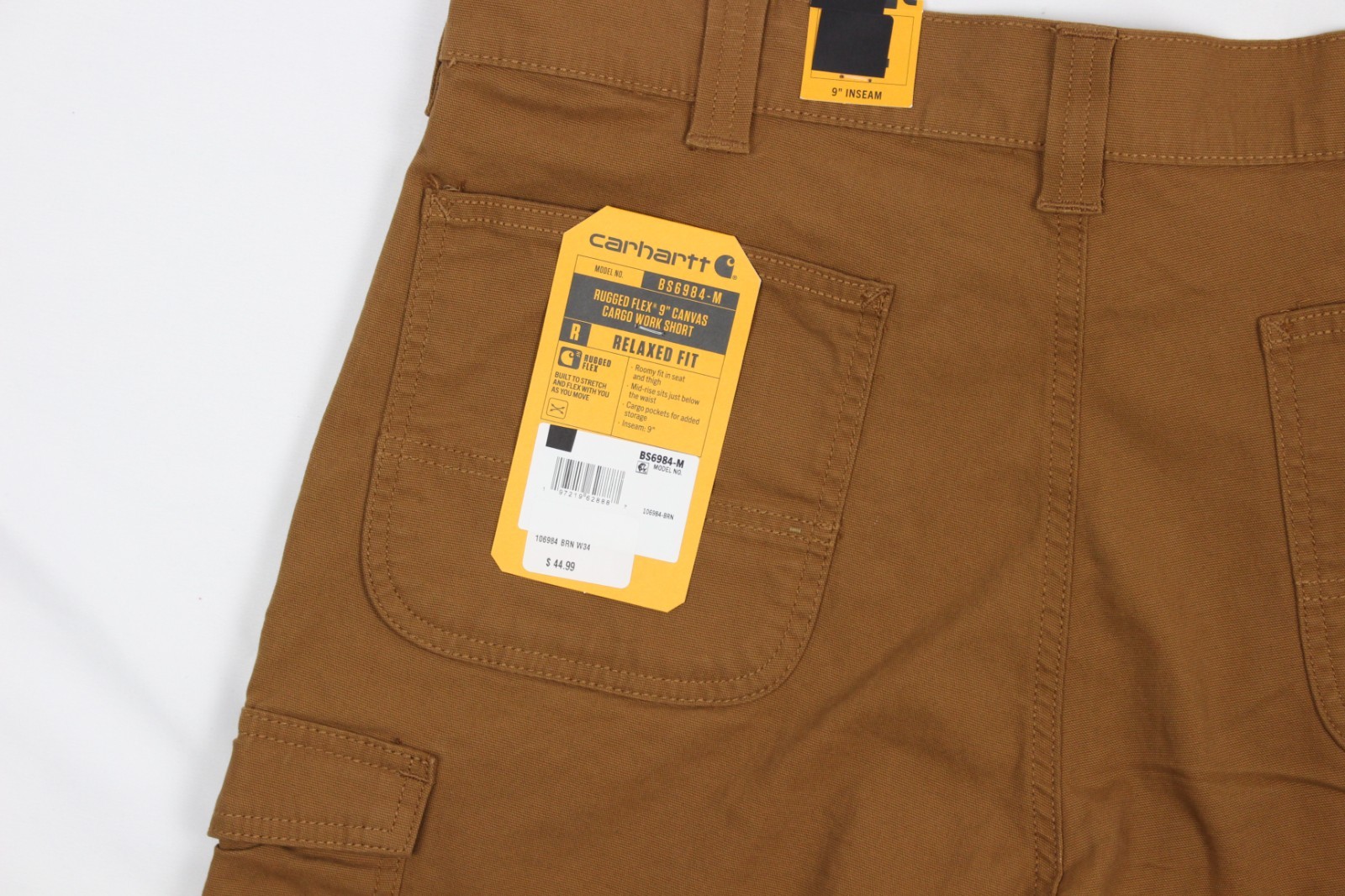 Carhartt Men’s 9″ Work Cargo Shorts Rugged Flex Relaxed Fit Brown 106984