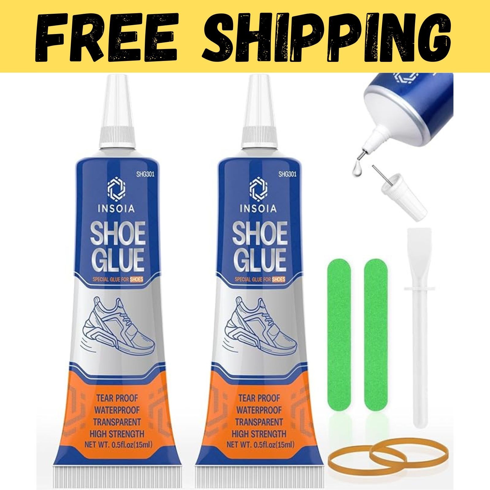 Shoe Glue Sole Repair Kit, Heavy Duty Shoe Adhesive, Waterproof, Flexible, Clear