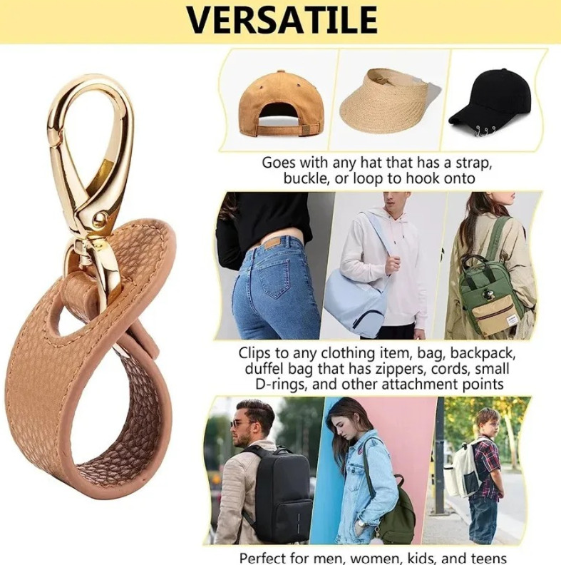1pcs Leather Travel Hat Clip Buckle Holder Hands-Free Strap for Hats & Gloves