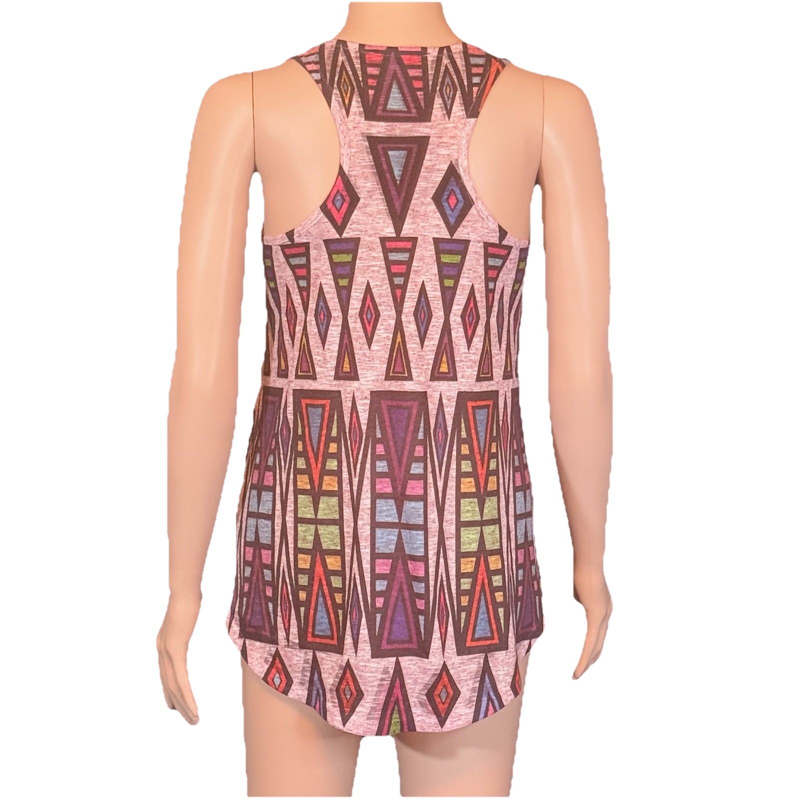 Sleeveless Racerback Tank Top Multi-Colored Geometric Abstract Fairycore Boho