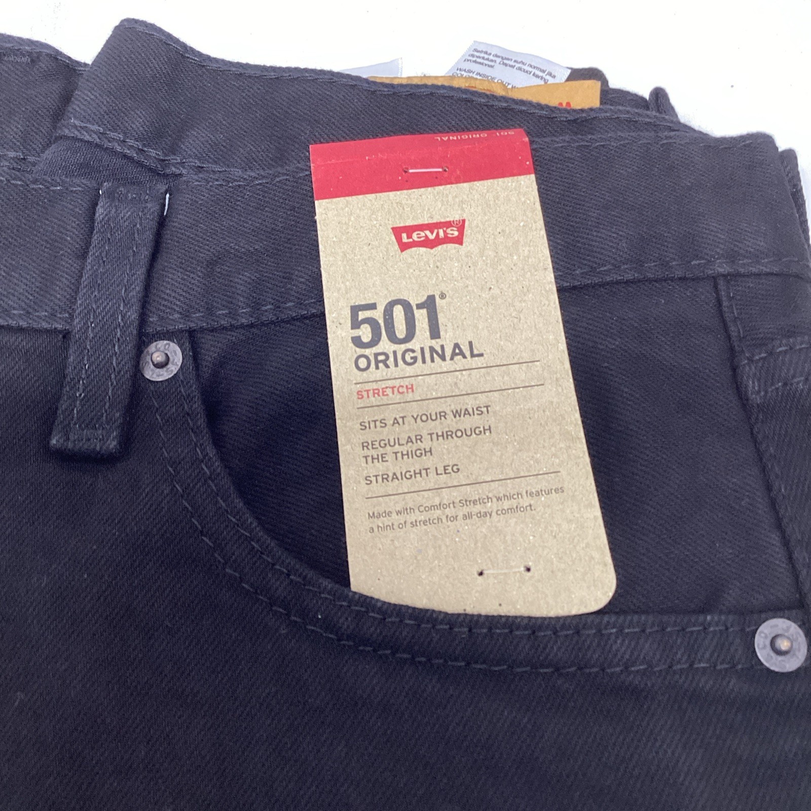 Levi’s 501 Original Stretch Straight Leg Jeans Men’s 36×32 Black