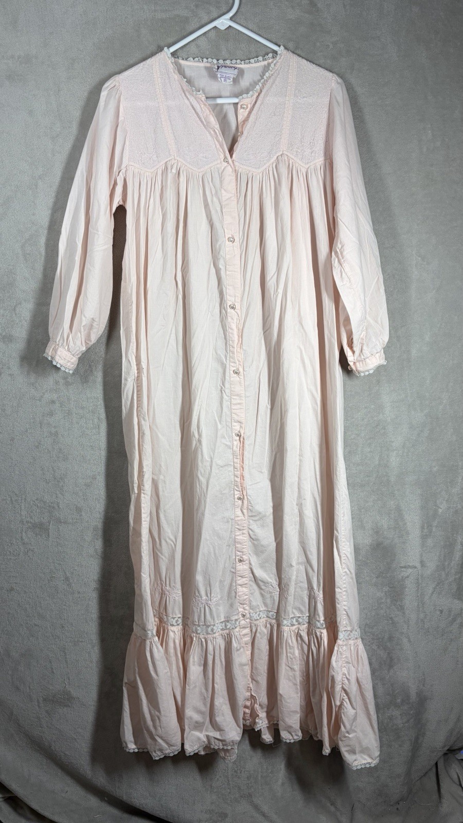 VTG Saybury Prairie Nightgown Size S Pink Cotton Victorian Cottagecore Granny