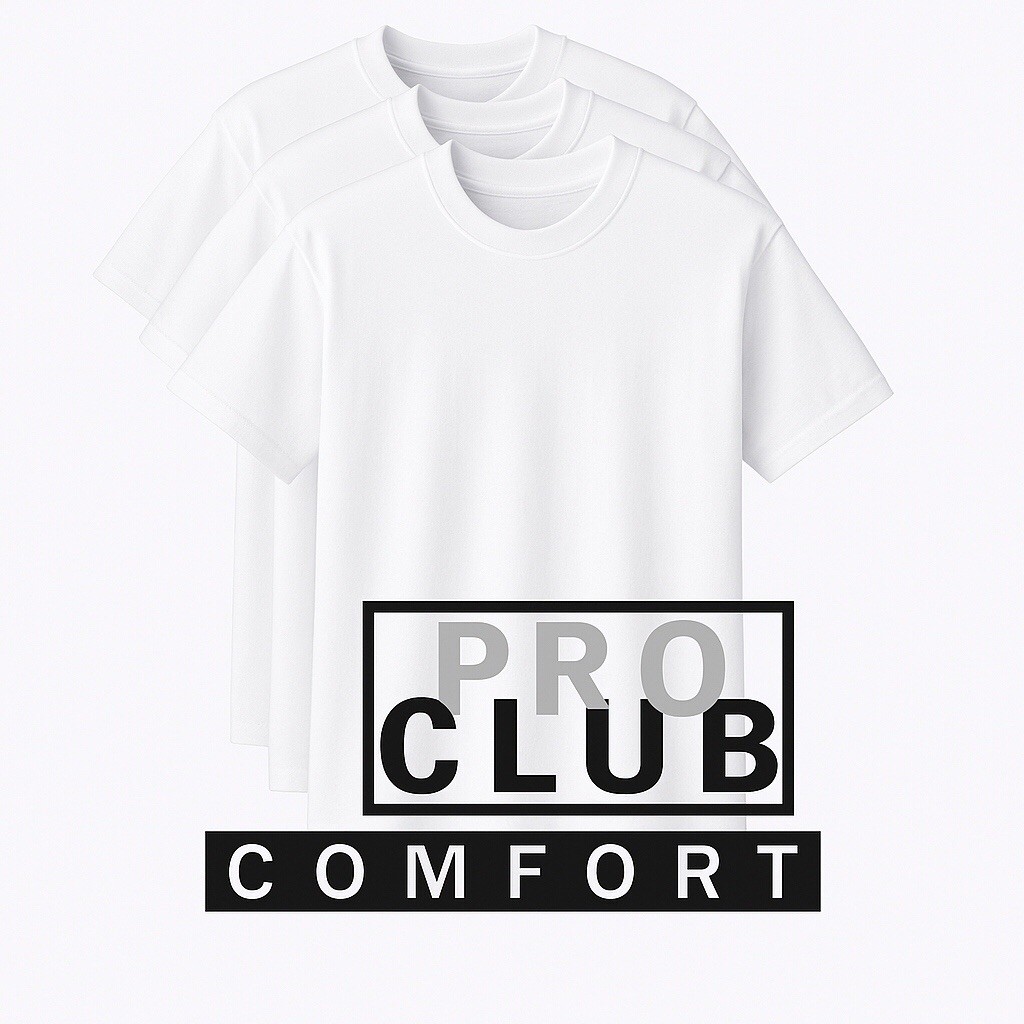 3 PACK PRO CLUB COMFORT T-SHIRT MENS BLACK &WHITE PLAIN BASIC S-3XL