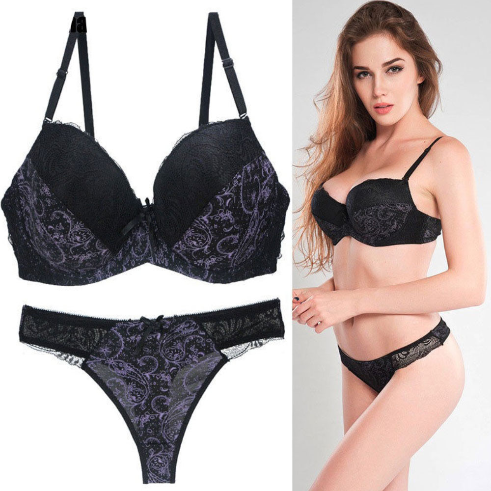 UK Ladies Sexy-Lingerie and Thong set Push Up Bra+Panties Set Bralette Brassiere
