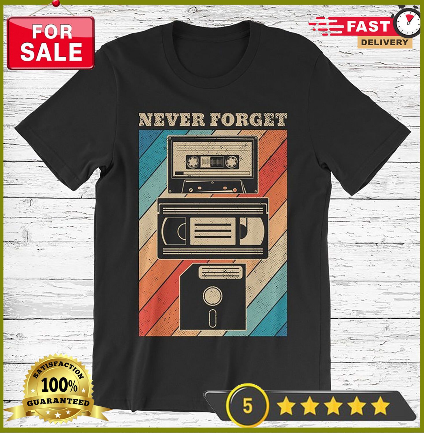 2025/Never Forget Vintage Floppy Disk VHS Tape 90s 80s Cassette T-Shirt, 90’s Pa