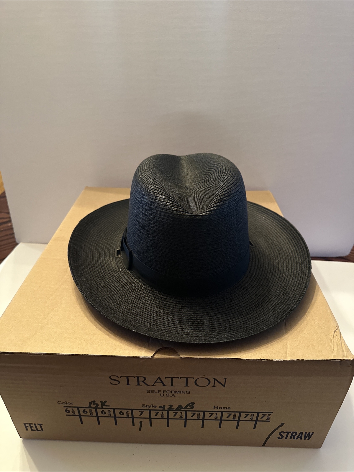 NEW Stratton Sheriff Style Straw Hat 42DB Double Brim Oval BLACK *Multiple Sizes