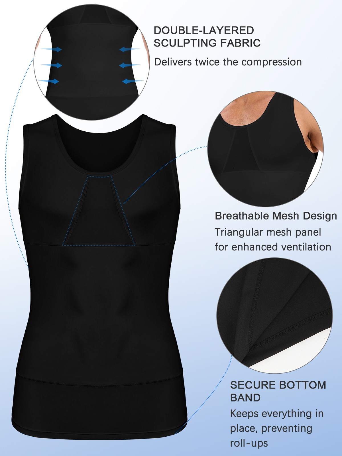 Mens Body Shaper Gynecomastia Compression T-Shirt Slimming Belly Chest Tank Top