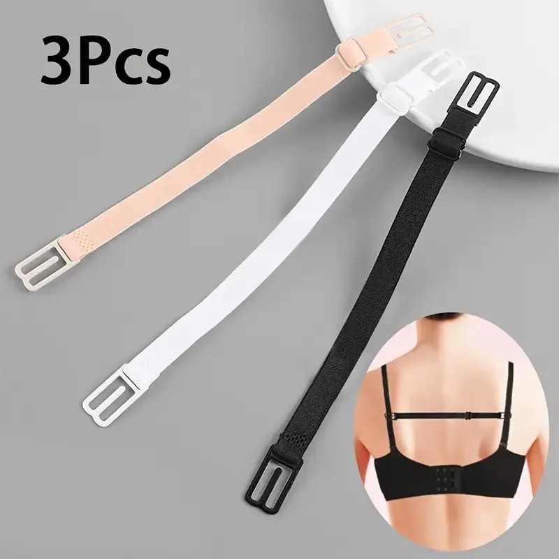3pc Bra Strap Holder Nonslip Elastic Adjustable Band Strap Racer Back Clip Women