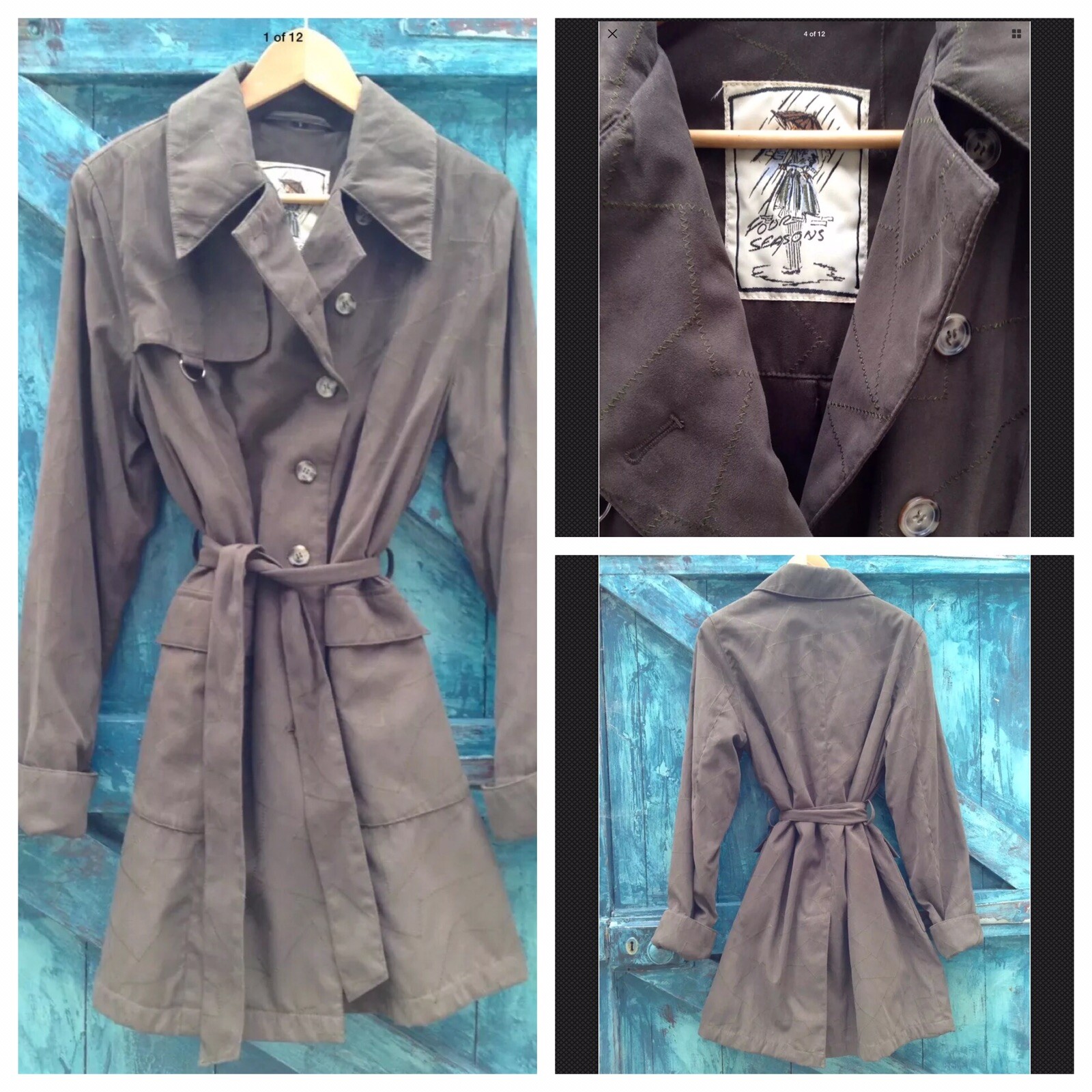 Womens Trench Coat Brown Size M Vintage Four Seasons Rare Mac Unique Inc UK P&P
