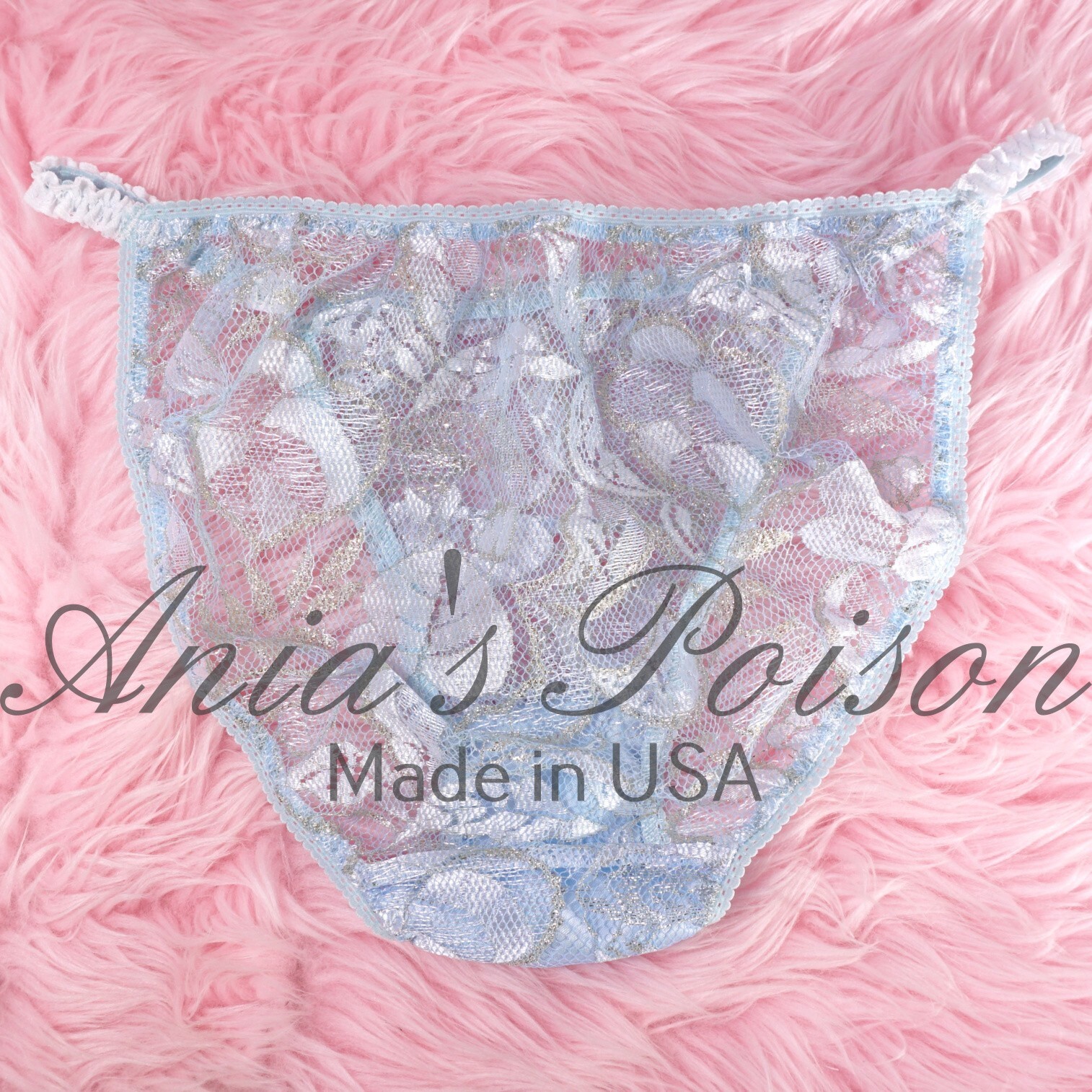 Christmas Lace Panties Sissy DUCHESS Cut Ice Blue ladies string bikini 6 7 8