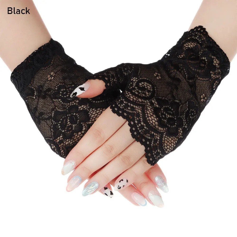 Summer Fingerless Gloves Women Lace Half Finger Gloves For Ladies Wedding bride-
