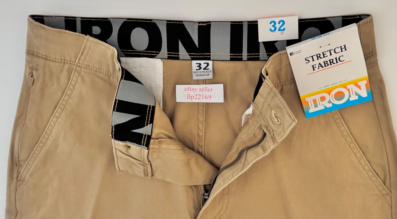 IRON CO Men’s Stretch Shorts (SIZE 32) Flex Waist Flat Front BOARDWALK New Tag!