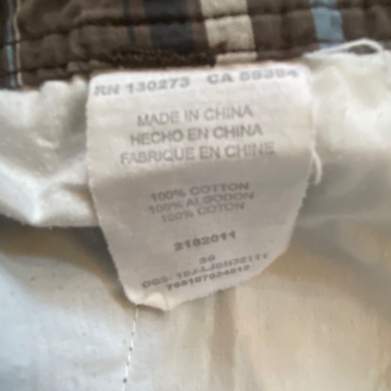 Lee Dungarees Men’s Plaid Beige White Blue Cotton Cargo Shorts Pockets Size 36