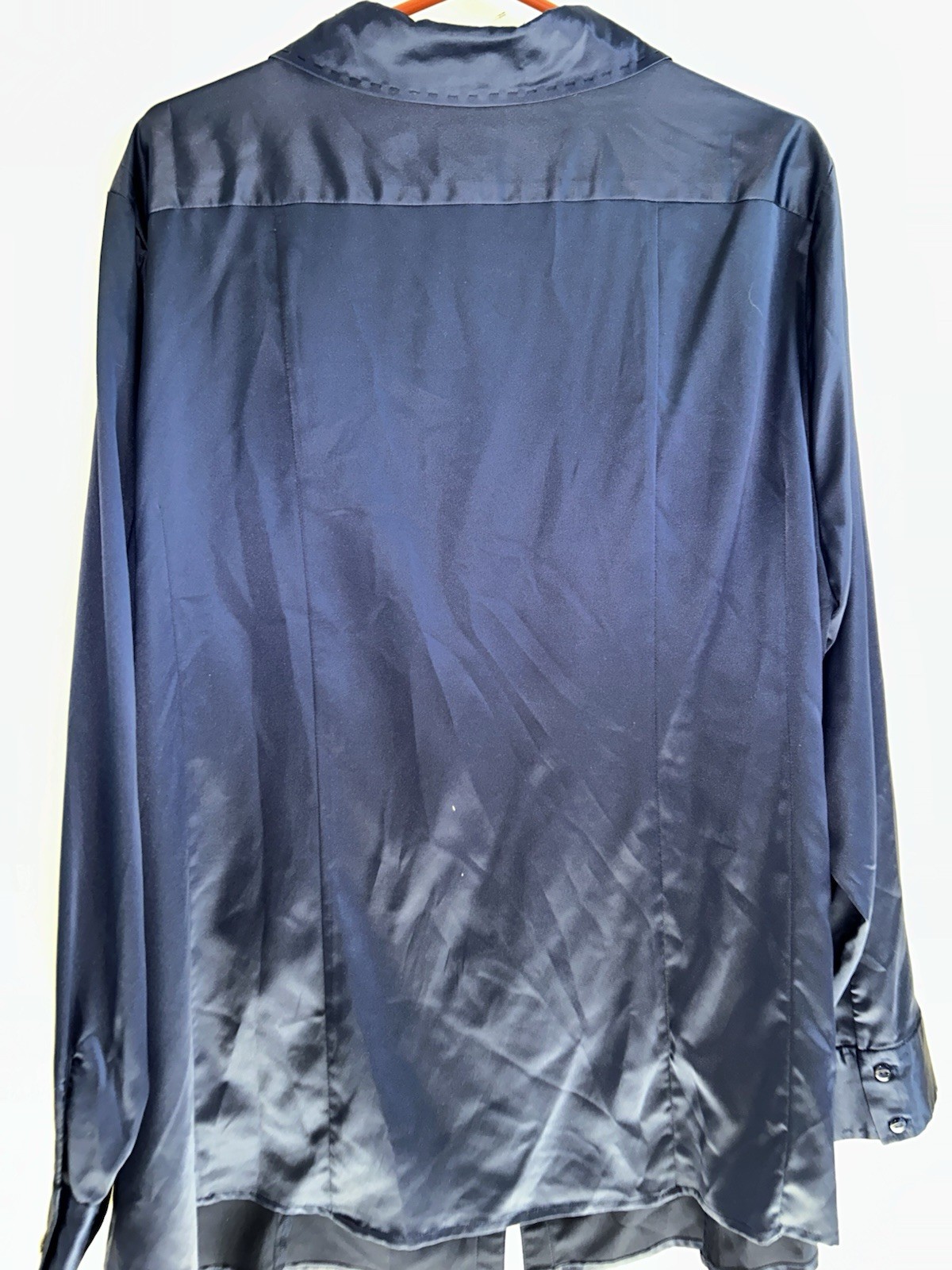 Royal Blue Satin Type Fabric Sz 3x By Queen Collection . V Neck Ruffled.