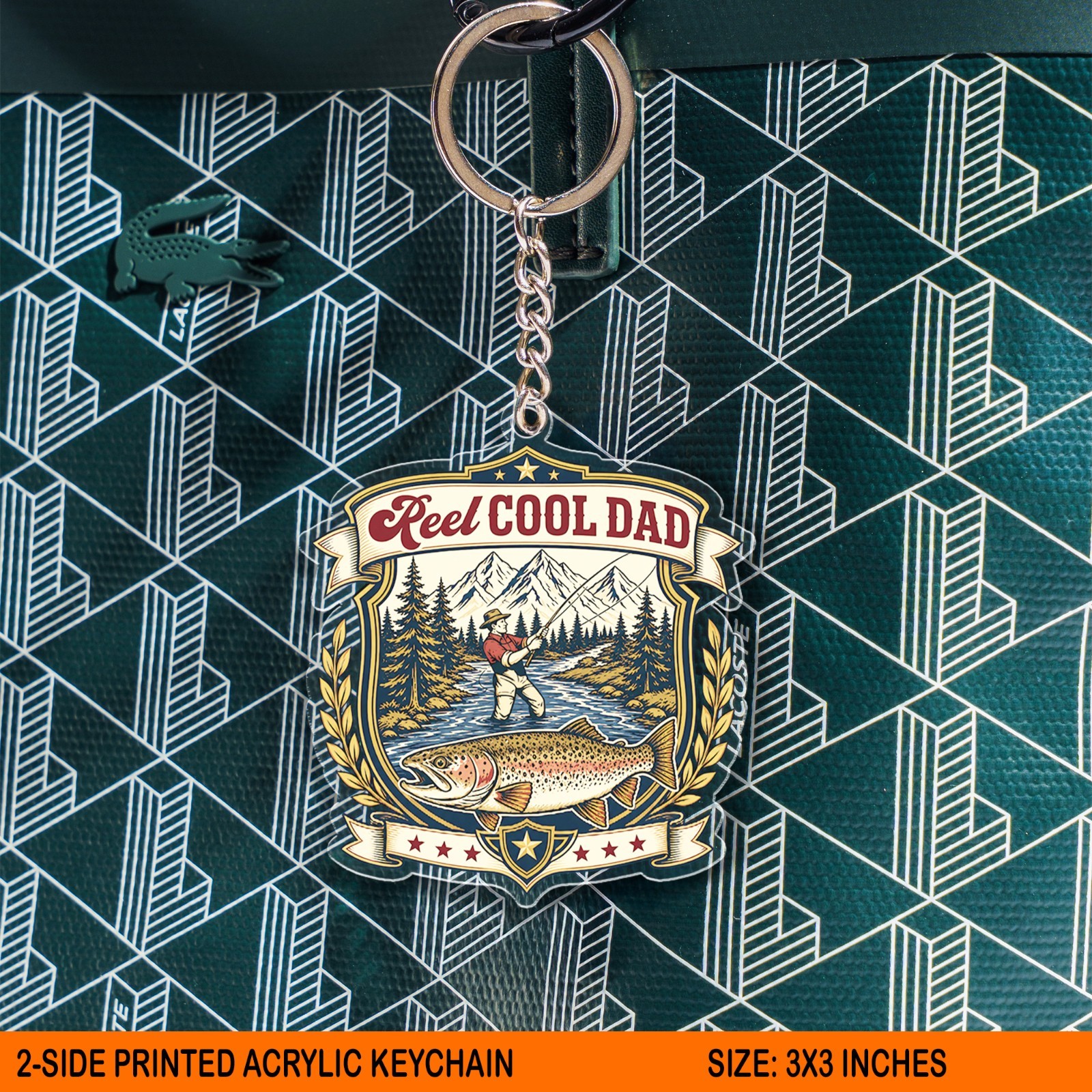 Reel Cool Dad Acrylic Keychain, Fishing Trout Father Gift