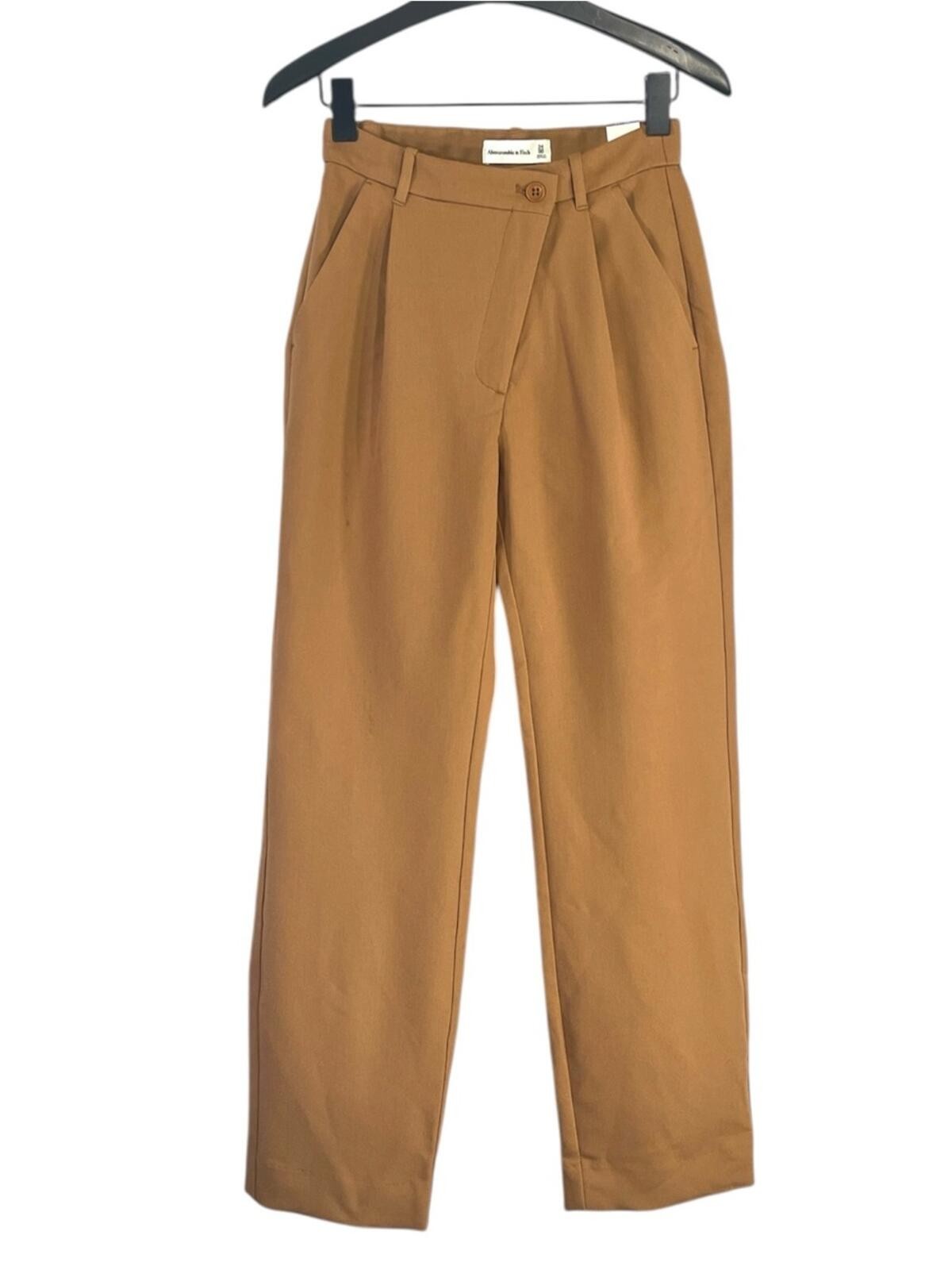 NWT Abercrombie & Fitch Relaxed Tailored Crossover Waist Pant size 24 in Brown