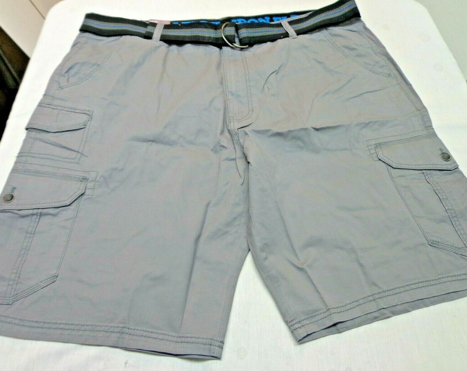 IRON CO. Stretch Cargo Belted Shorts French Gray Size 44 NEW