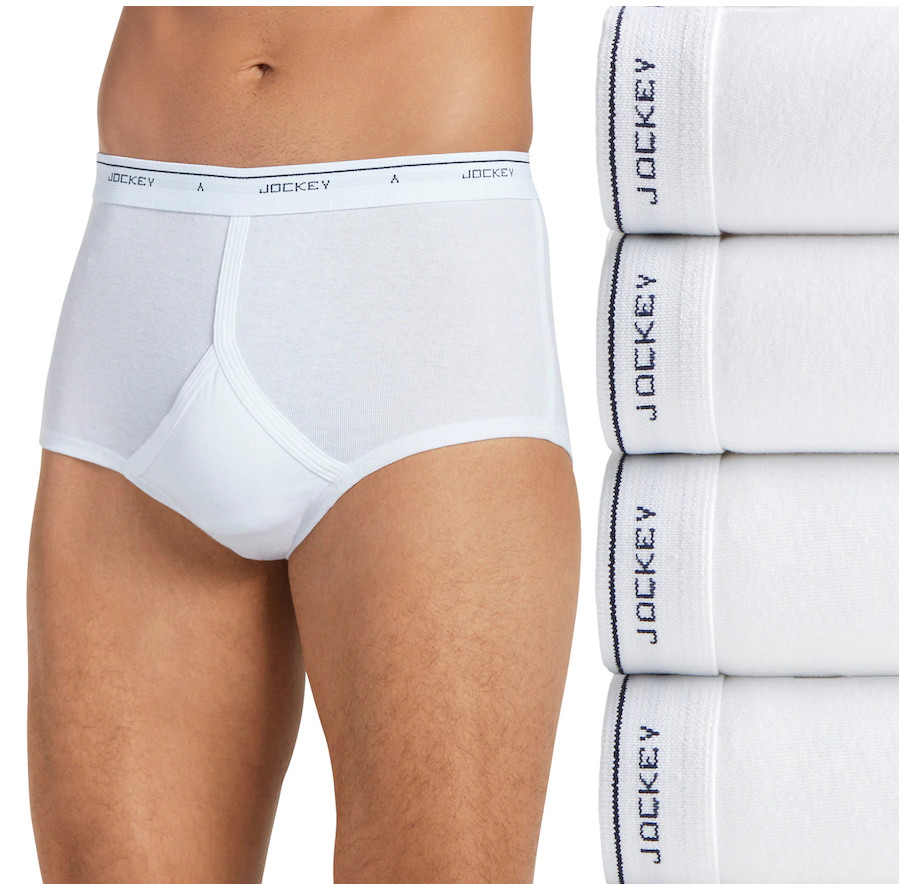 Men’s Jockey 4-Pack + 1 Free 100% Cotton White Classics Full-Rise Staynew Briefs