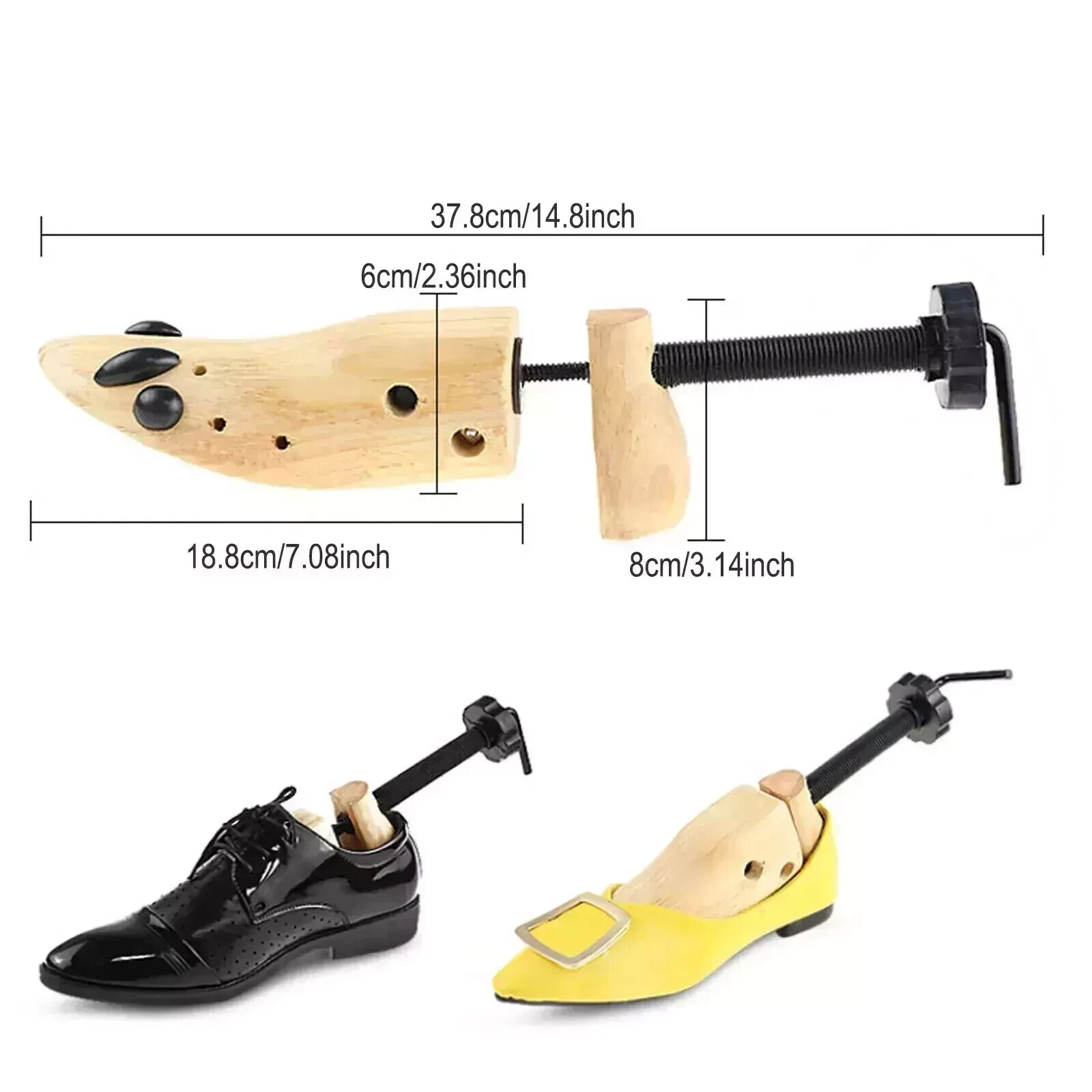2025 One Pair 2-way Wooden Adjustable Shoe Stretcher for Men Women Size 9-13