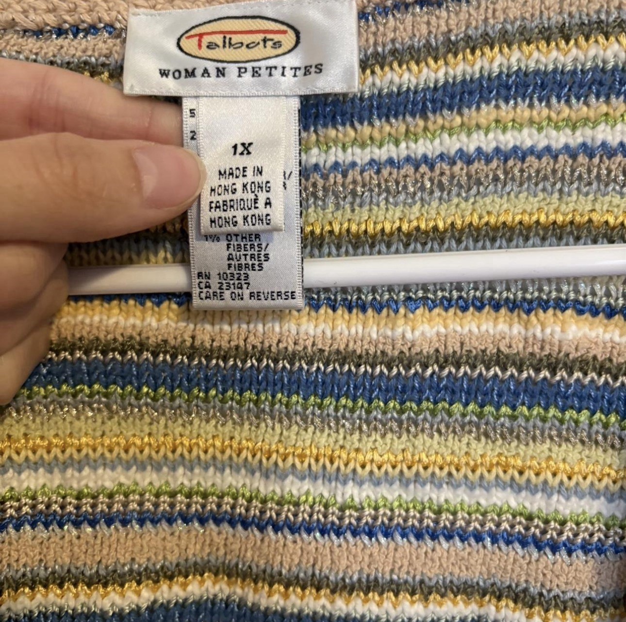 Talbots Striped Knit Sweater – Elbow Sleeve Lightweight Pullover Top Size 1X
