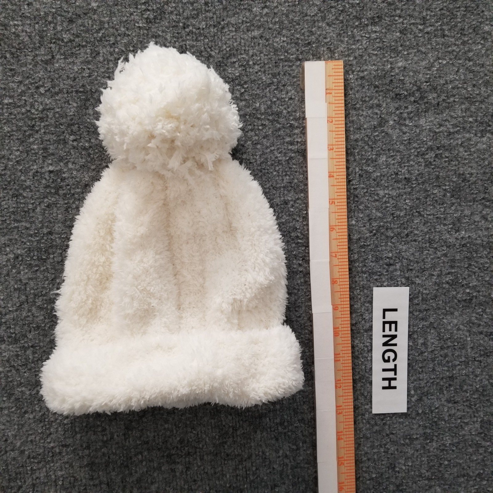 Jenni Women Beanie Hat Cap One Size Cream Ribbed Pom Stretch Soft Fluffy Fall 22
