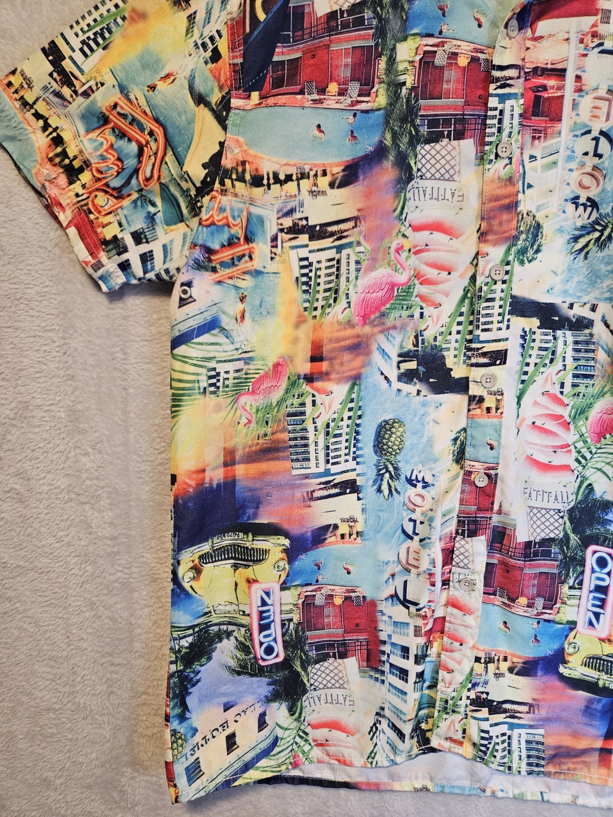 Surf Society Men’s Shirt Sz XL Button-Down Coastal Tropical Casual Fishing Beach
