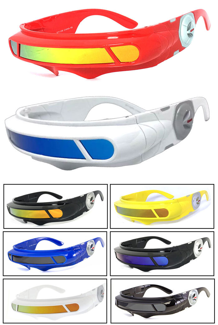 NEW SPACE ALIEN COSTUME Party CYCLOPS Futuristic Robot WRAP SHIELD SUN GLASSES