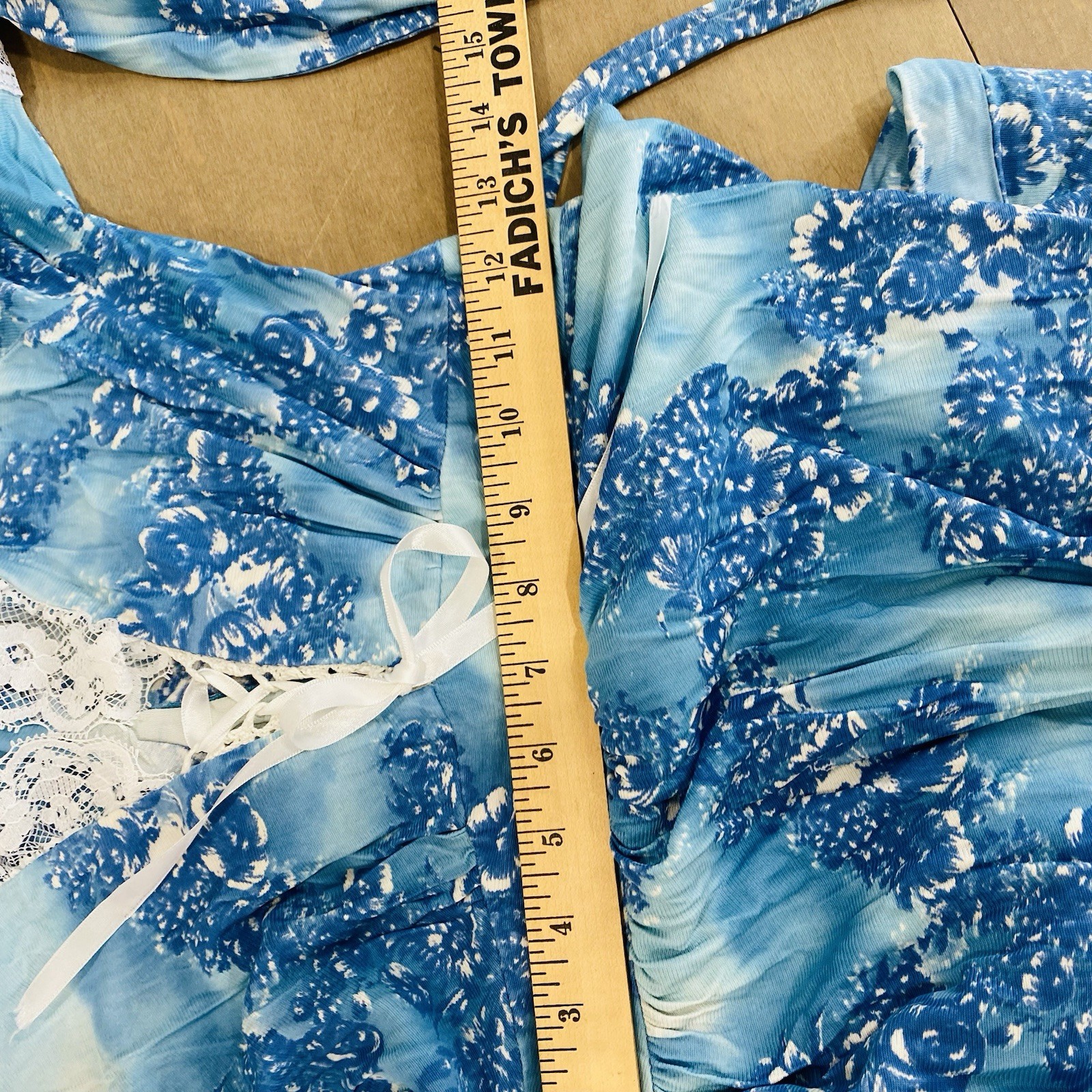 Vintage 70s Blue Floral Maxi Dress Victorian Prairie Edwardian Style Small Beach