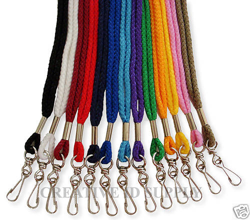 Lot 5 pcs NECK STRAP LANYARD ROUND + 5 pcs CLEAR ID BADGE HOLDER COMBO SET