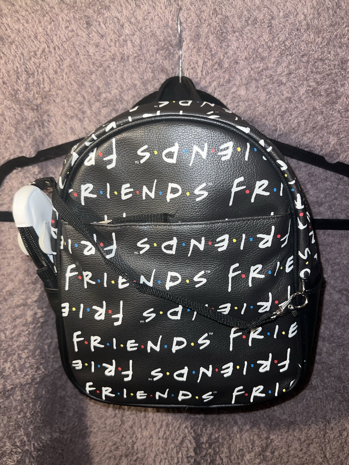 Friends TV Show Mini Backpack 10.5” Black Friends Logo With Taxi Cab Coin Purse