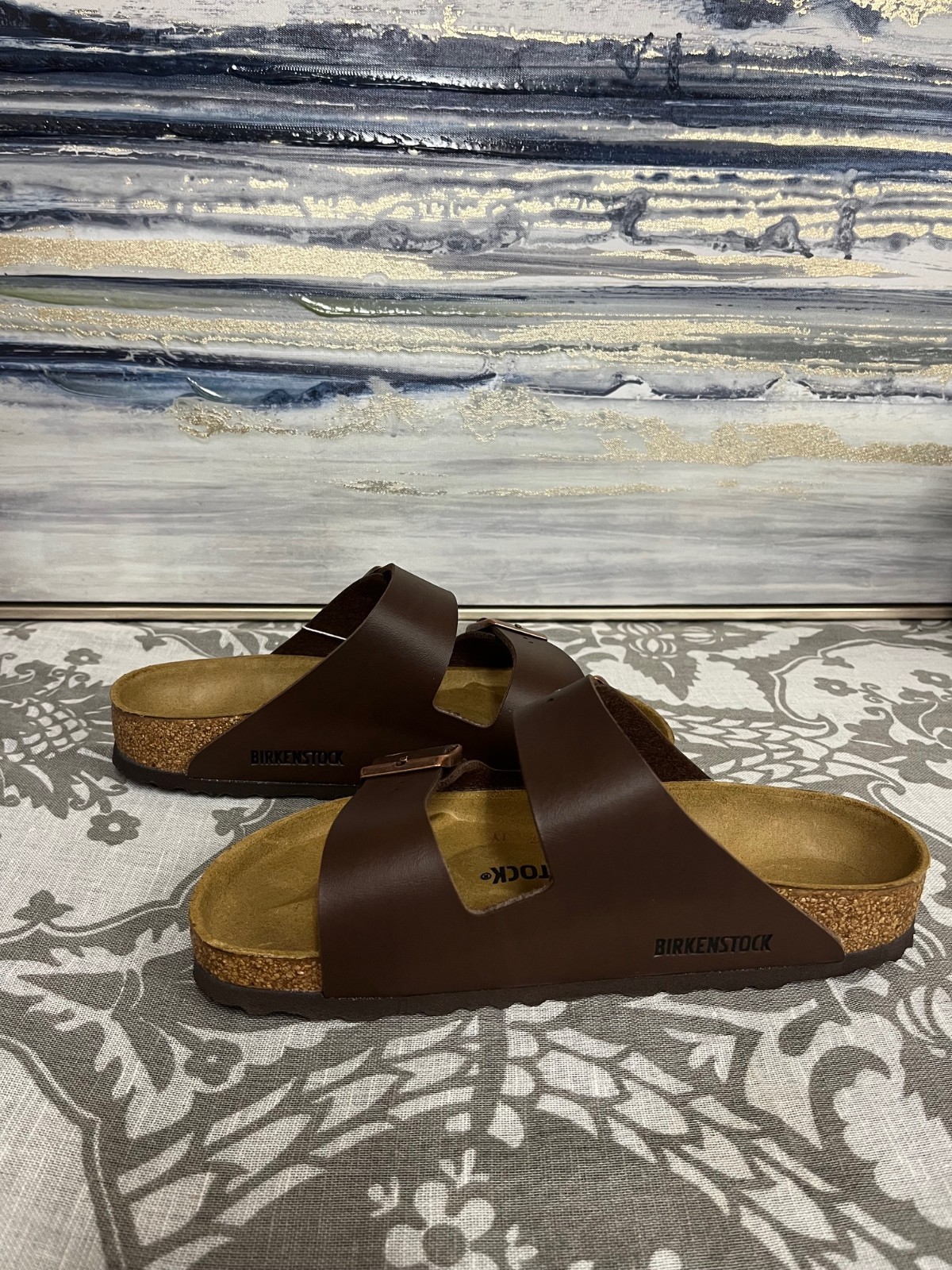 Birkenstock Arizona BS Leather Sandals Dark Brown EU Size 38