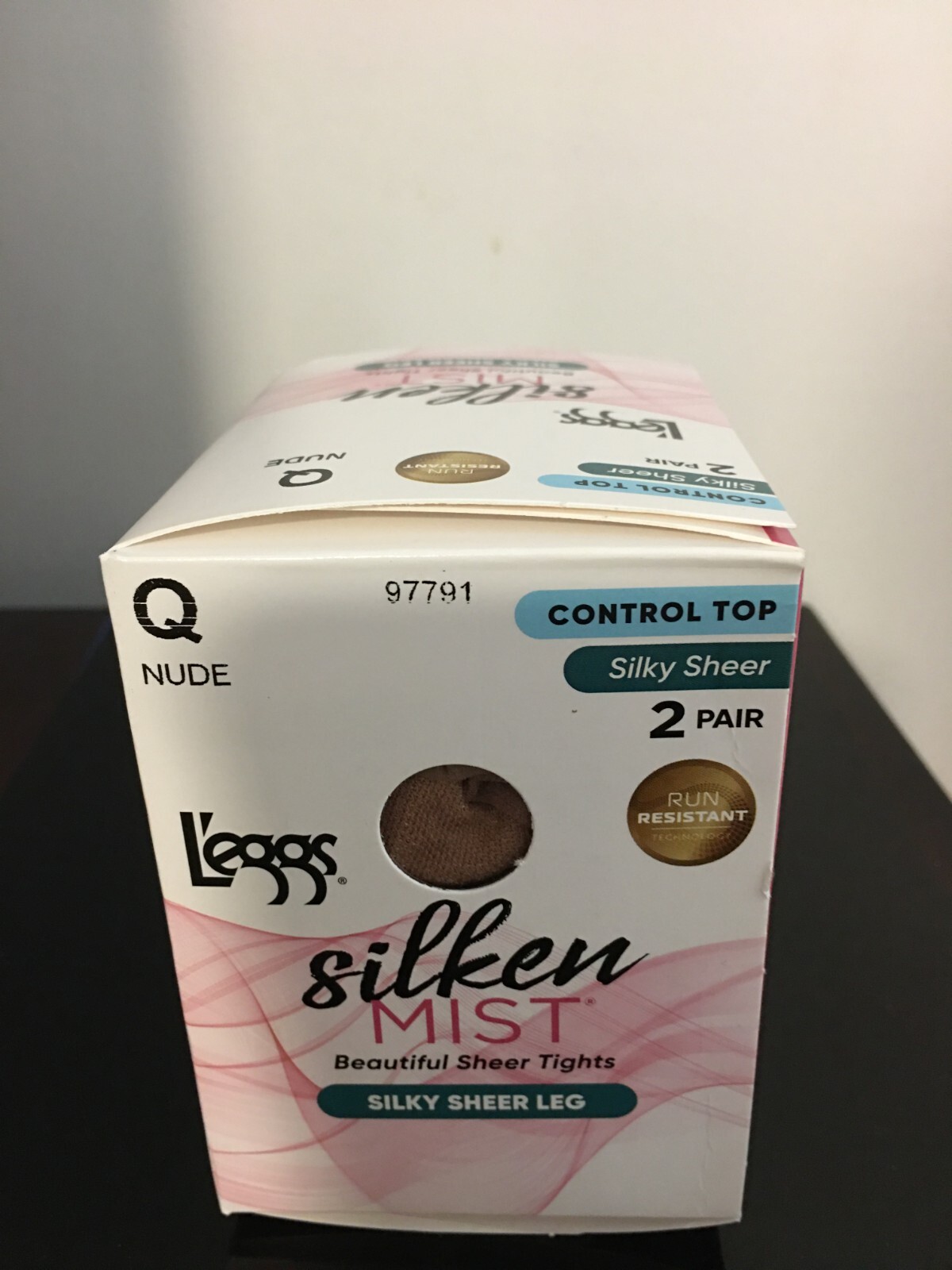 SIZE Q NUDE L’EGGS SILKEN MIST SILKY SHEER LEG CONTROL TOP SHEER TOE TIGHTS 2PK