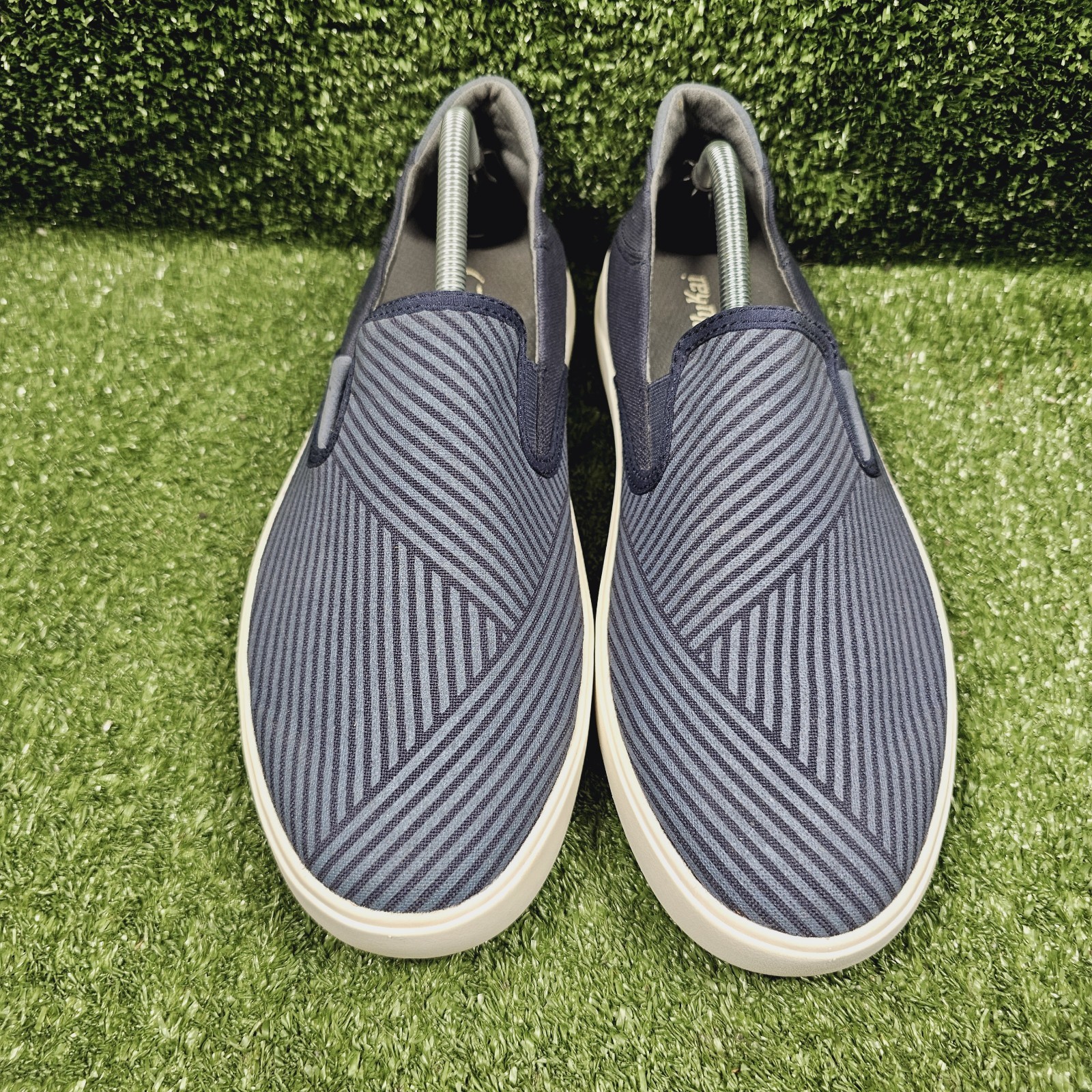 OluKai Lae’ahi Lole Blue Canvas Drop Heel Slip On Comfort Loafers Mens 10.5