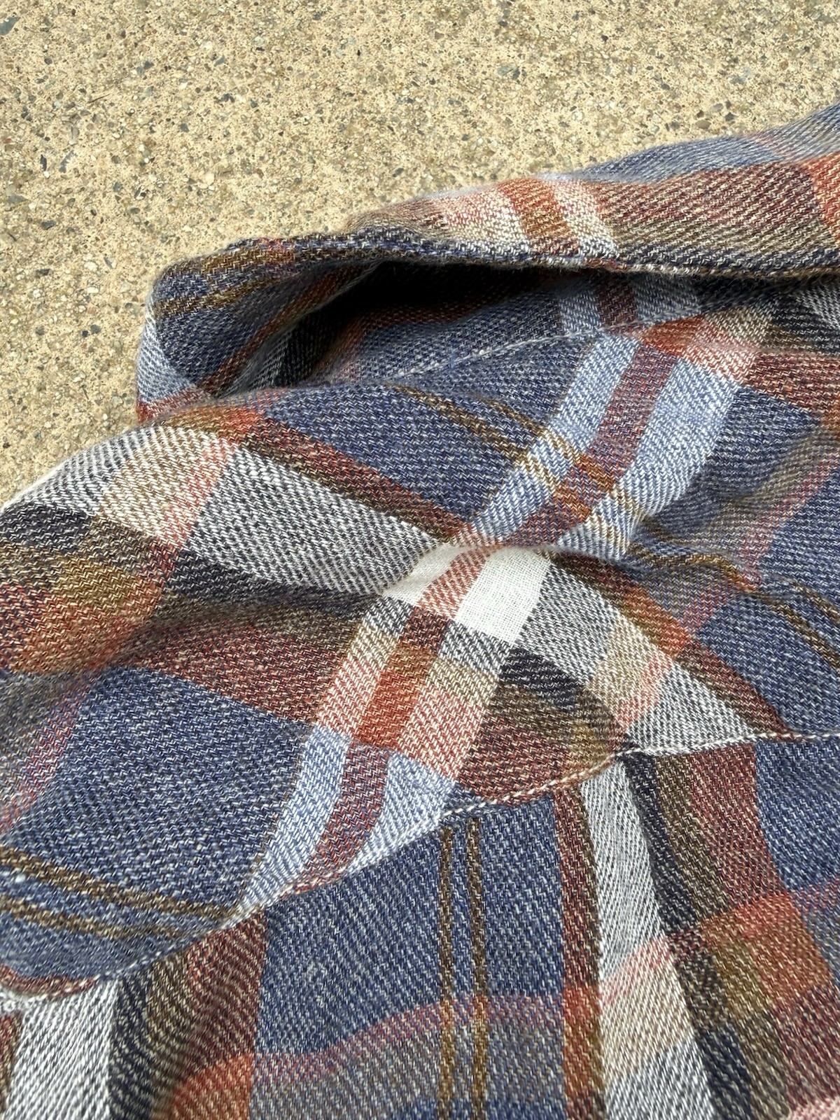 shuttle notes master cloth plaid linen cotton shirt size 4 (XL) made in Japan
