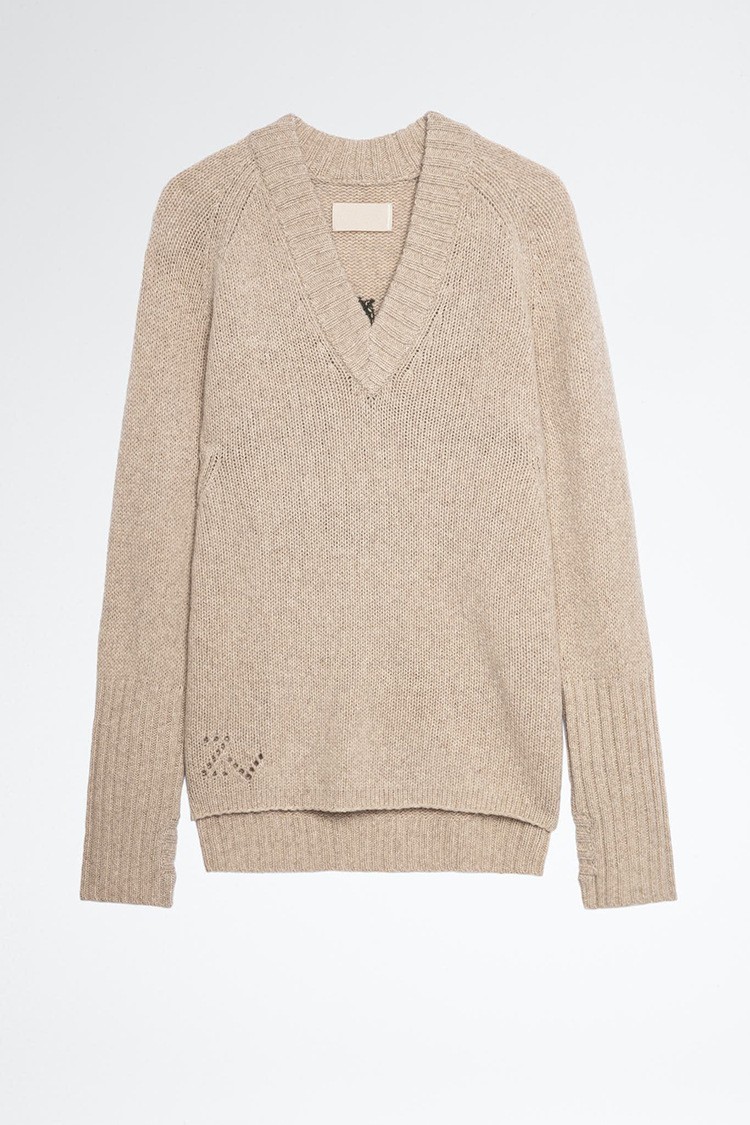 NEW Women Zadig & Voltaire Handmade 100% Cashmere Wool Knitted Sweater S M L