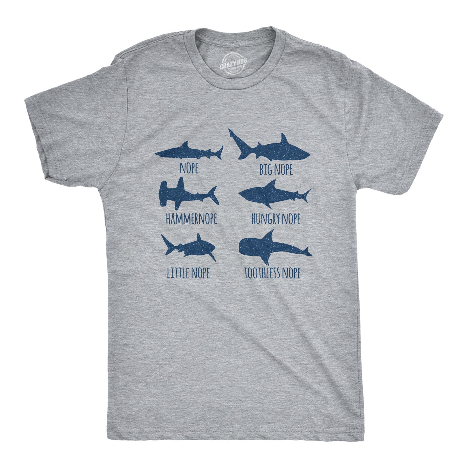 Mens Shark Nope T Shirt Funny Fear Of Sharks Breeds Graphic Novelty Tee for Guys